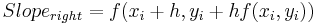 \textstyle Slope_{right} = f(x_i %2B h, y_i %2B h f(x_i, y_i))