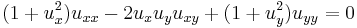 \displaystyle (1%2Bu_x^2)u_{xx} -2u_xu_yu_{xy} %2B(1%2Bu_y^2)u_{yy}=0