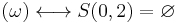 
   \displaystyle 
   (\omega)
   \longleftrightarrow
   S(0,2)
   =
   \varnothing
