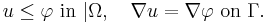  u \le \varphi\text{ in }|\Omega,\quad \nabla u = \nabla\varphi\text{ on }\Gamma. \, 