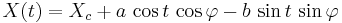 X(t)=X_c %2B a\,\cos t\,\cos \varphi - b\,\sin t\,\sin\varphi