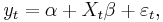 y_t = \alpha %2B X_t \beta%2B\varepsilon_t,\,