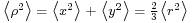 \scriptstyle \left\langle \rho^2 \right\rangle \;=\; \left\langle x^2\right\rangle \;%2B\; \left\langle y^2 \right\rangle \;=\; \frac{2}{3}\left\langle r^2 \right\rangle