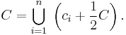 C = \bigcup_{i=1}^n \; \left( c_i %2B \frac{1}{2} C \right).