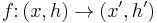 f\colon (x,h)\to(x',h')