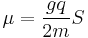 \mu = \frac{gq}{2m} S 