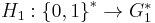 \textstyle H_1: \left\{0,1\right\}^* \rightarrow G_1^*