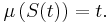 \mu\left (S(t)\right)=t.