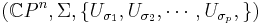 (\mathbb{C}P^n,\Sigma,\{U_{\sigma_1},U_{\sigma_2},\cdots,U_{\sigma_p},\})