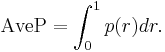 \operatorname{AveP} = \int_0^1 p(r)dr.