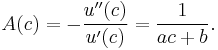  A(c) = -\frac{u''(c)}{u'(c)}=\frac{1}{ac%2Bb}. 