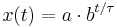 x(t)=a\cdot b^{t/\tau}\,