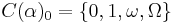 C(\alpha)_0 = \{0,1,\omega,\Omega\}