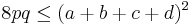 \displaystyle 8pq\le (a%2Bb%2Bc%2Bd)^2