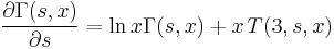 
\frac{\partial \Gamma (s,x) }{\partial s} = \ln x \Gamma (s,x) %2B x\,T(3,s,x)
