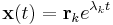 
\mathbf{x}(t) = 
\mathbf{r}_{k} e^{\lambda_{k} t}
