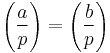  \left(\frac{a}{p}\right)=\left(\frac{b}{p}\right)