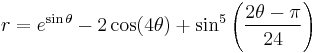 r=e^{\sin \theta} - 2 \cos (4 \theta ) %2B \sin^5\left(\frac{2 \theta - \pi}{24}\right)