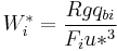 W_i^* = \frac{R g q_{bi}}{F_i u*^3}