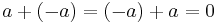 a %2B (-a) = (-a) %2B a = 0