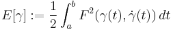 E[\gamma]:=\frac{1}{2}\int_a^b F^2(\gamma(t),\dot{\gamma}(t))\, dt