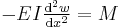 -\textstyle{EI\frac{\mathrm{d}^2 w}{\mathrm{d} x^2}} = M\,