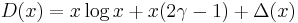 D(x) = x\log x %2B x(2\gamma-1) %2B \Delta(x)\ 