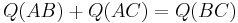 Q(AB) %2B Q(AC) = Q(BC)\,