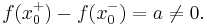  f(x_0^%2B) - f(x_0^-) = a \neq 0.