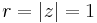 r = |z| = 1