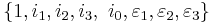 \{ 1, i_1, i_2, i_3,~i_0, \varepsilon{}_1, \varepsilon{}_2, \varepsilon{}_3 \} 