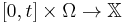 [0, t] \times \Omega \to \mathbb{X}