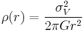 
\rho(r) = \frac{\sigma_{V}^{2}}{2\pi G r^{2}}
