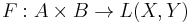 F:A\times B \to L(X,Y)