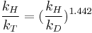 \frac{k_H}{k_T} =  (\frac{k_H}{k_D})^{1.442}