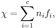 \mathbf{\chi} = \sum_{i=1}^{c}n_i f_i,