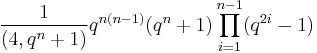 
{1\over (4,q^n%2B1)}
q^{n(n-1)}
(q^n%2B1)
\prod_{i=1}^{n-1}(q^{2i}-1)
