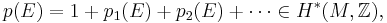 p(E)=1%2Bp_1(E)%2Bp_2(E)%2B\cdots\in H^{*}(M,\mathbb{Z}),