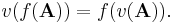 v(f({\mathbf A})) = f(v({\mathbf A})).