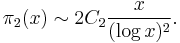 \pi_2(x)\sim2C_2\frac{x}{(\log x)^2}.