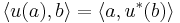 \langle u(a), b \rangle = \langle a, u^*(b) \rangle