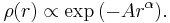 
\rho(r) \propto \exp{(-Ar^\alpha)} .
