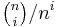 \tbinom{n}{i}/n^i