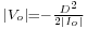 \scriptstyle \left|V_o\right|=-\frac{D^2}{2\left|I_o\right|}