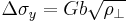  \Delta\sigma_{y} = {Gb\sqrt{\rho_\perp}} 