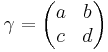 \gamma=\begin{pmatrix}a&b\\c&d\end{pmatrix}