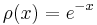 \rho(x)=e^{-x}