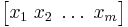  \begin{bmatrix} x_1 \; x_2 \; \dots \; x_m \end{bmatrix} 