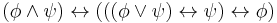 (\phi\land\psi) \leftrightarrow (((\phi\lor\psi)\leftrightarrow\psi)\leftrightarrow\phi)