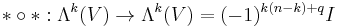 *\circ *�: \Lambda^k(V) \to \Lambda^k(V) = (-1)^{k(n-k) %2B q}I